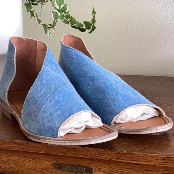 Free People Mont Blanc Sandal in Washed Denim